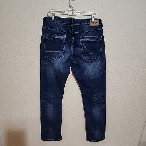 XIOS Denim Men's Blue Jeans Cotton Blend Size W36xL30 Distressed - Picture 2 of 6